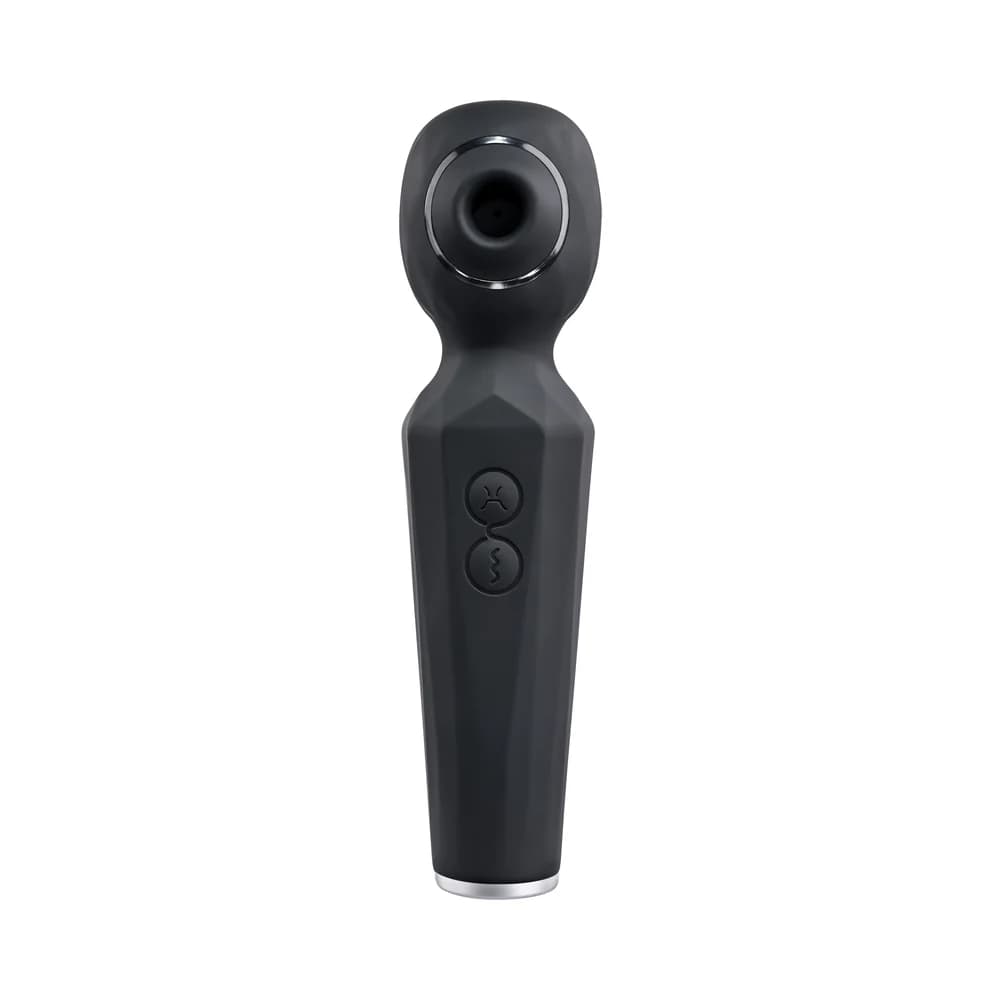 Evolved Rainbow Sucker Light-Up Rechargeable Dual-Function Silicone Suction Wand Vibrator Black thumbnail 3