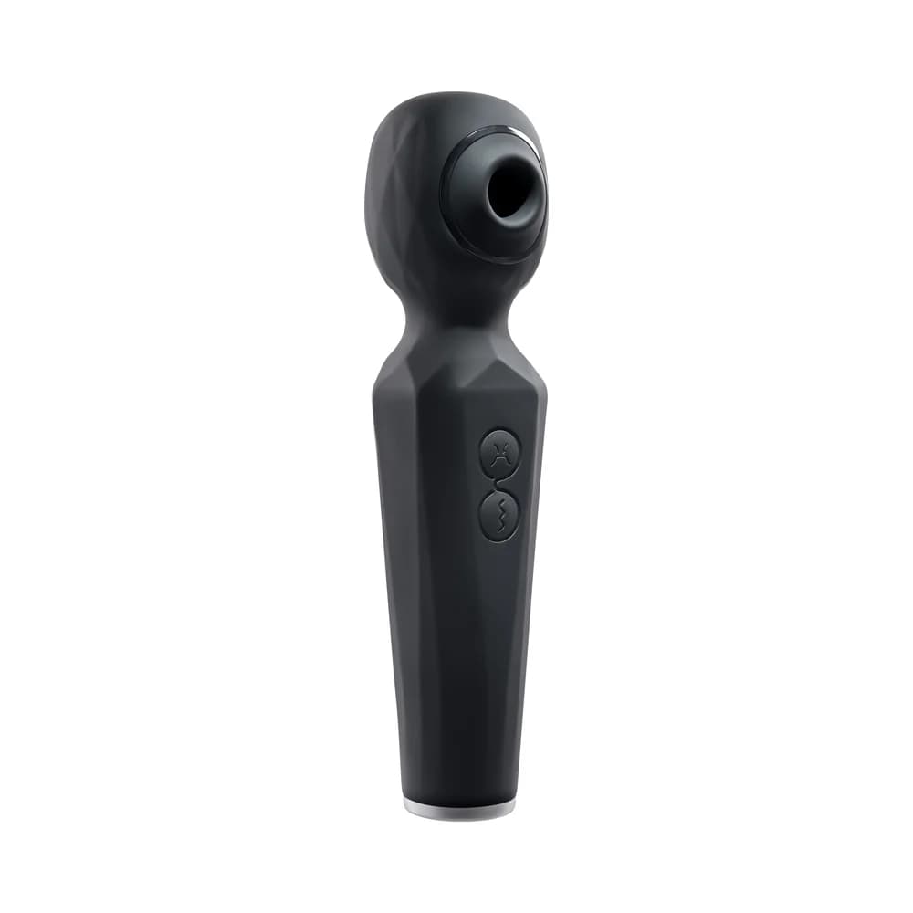 Evolved Rainbow Sucker Light-Up Rechargeable Dual-Function Silicone Suction Wand Vibrator Black thumbnail 4