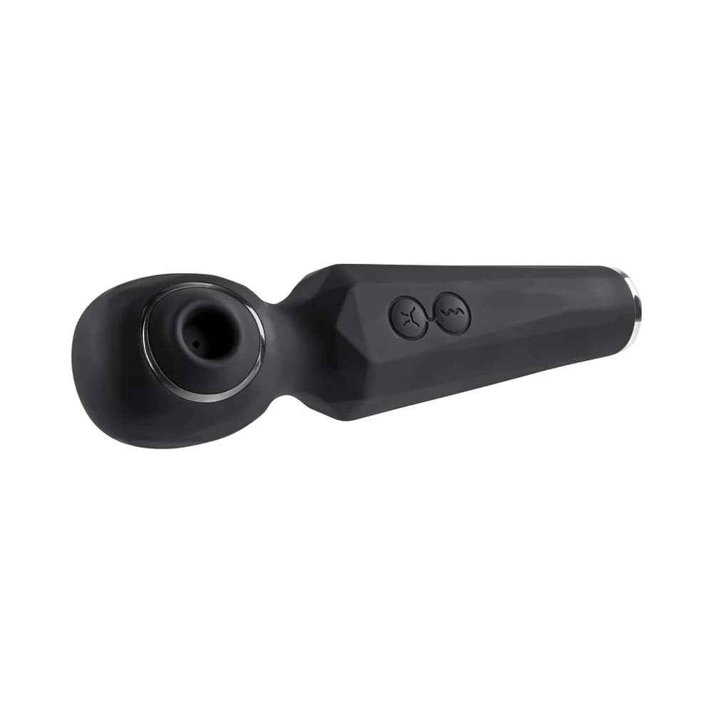Evolved Rainbow Sucker Light-Up Rechargeable Dual-Function Silicone Suction Wand Vibrator Black thumbnail 7