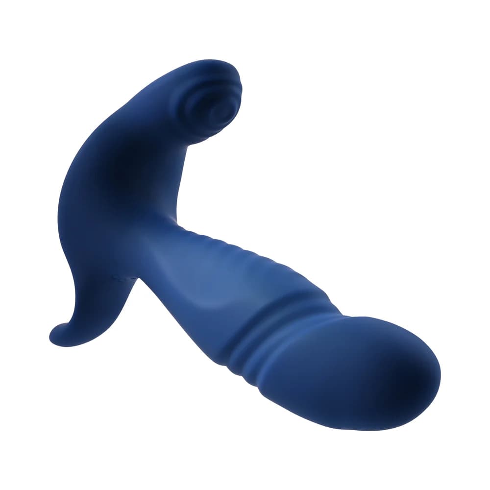 Gender X True Blue Rechargeable Thrusting Silicone Vibrator Blue thumbnail 4