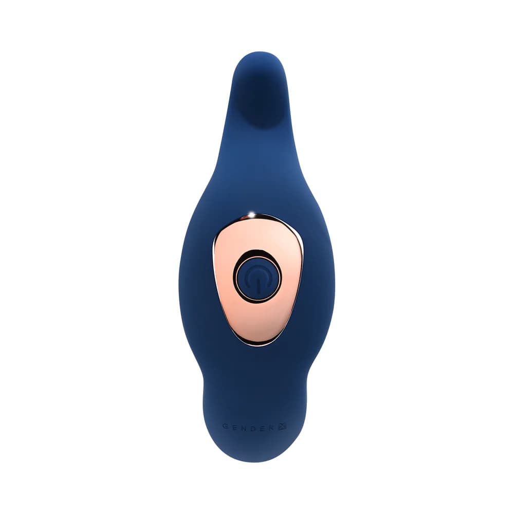 Gender X True Blue Rechargeable Thrusting Silicone Vibrator Blue thumbnail 6