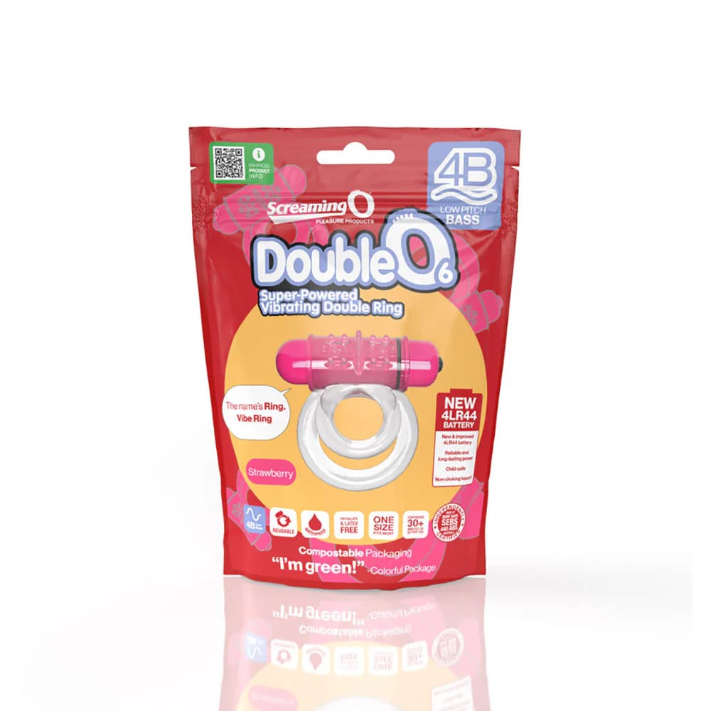 Screaming O 4B DoubleO 6 Vibrating Double Cockring Strawberry thumbnail 5