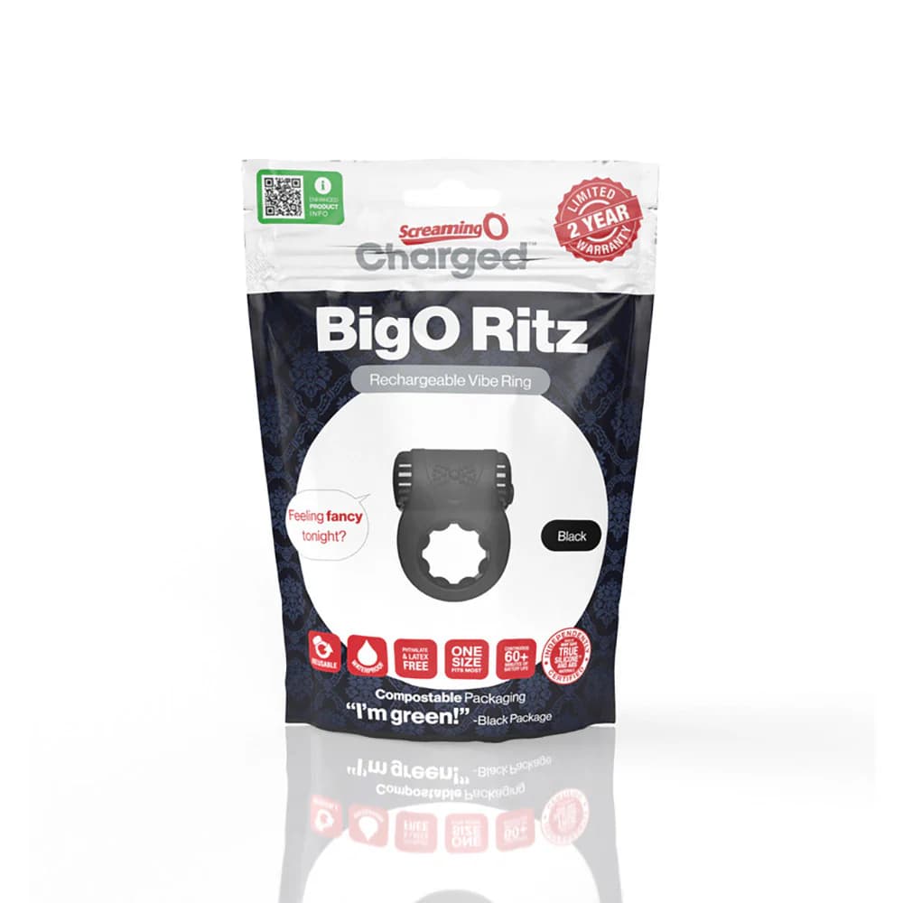 Screaming O Charged Big O Ritz Rechargeable Vibrating Silicone Cockring Black thumbnail 5