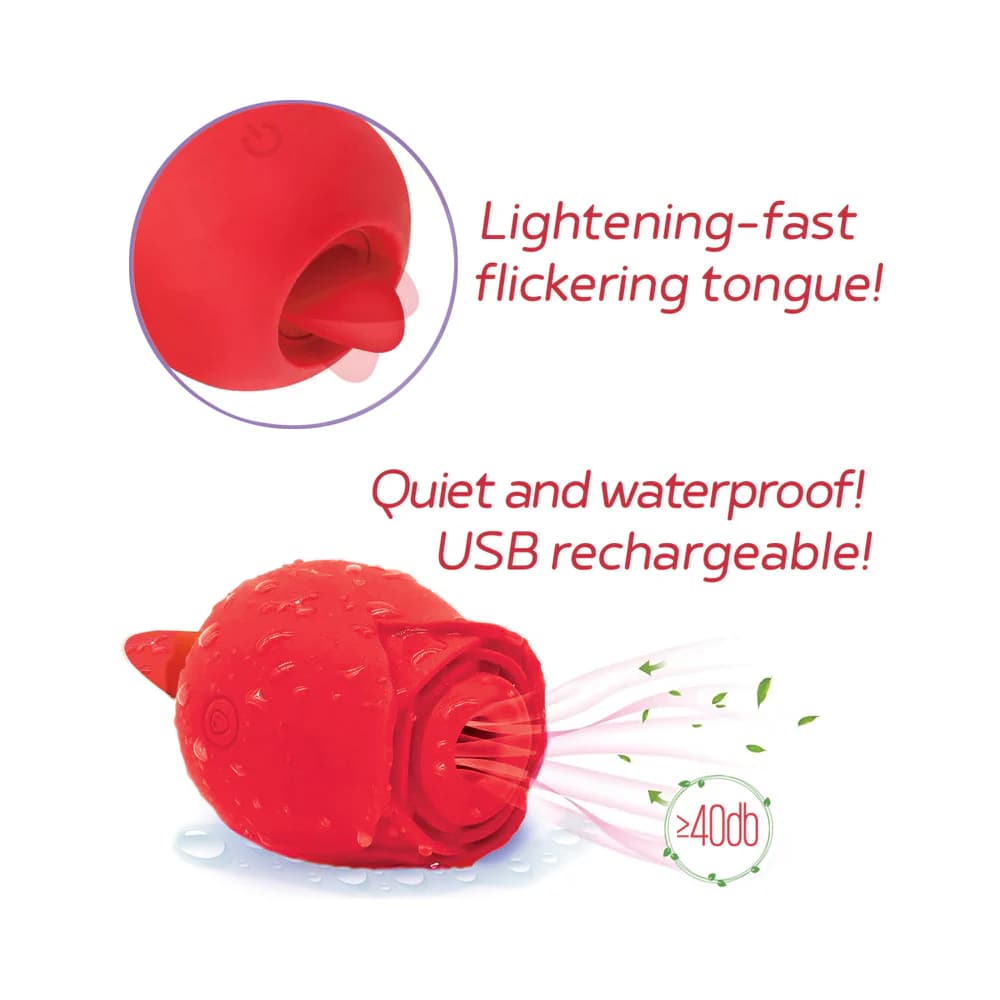Wild Rose and Tongue Sucking and Licking Vibrator Red thumbnail 3