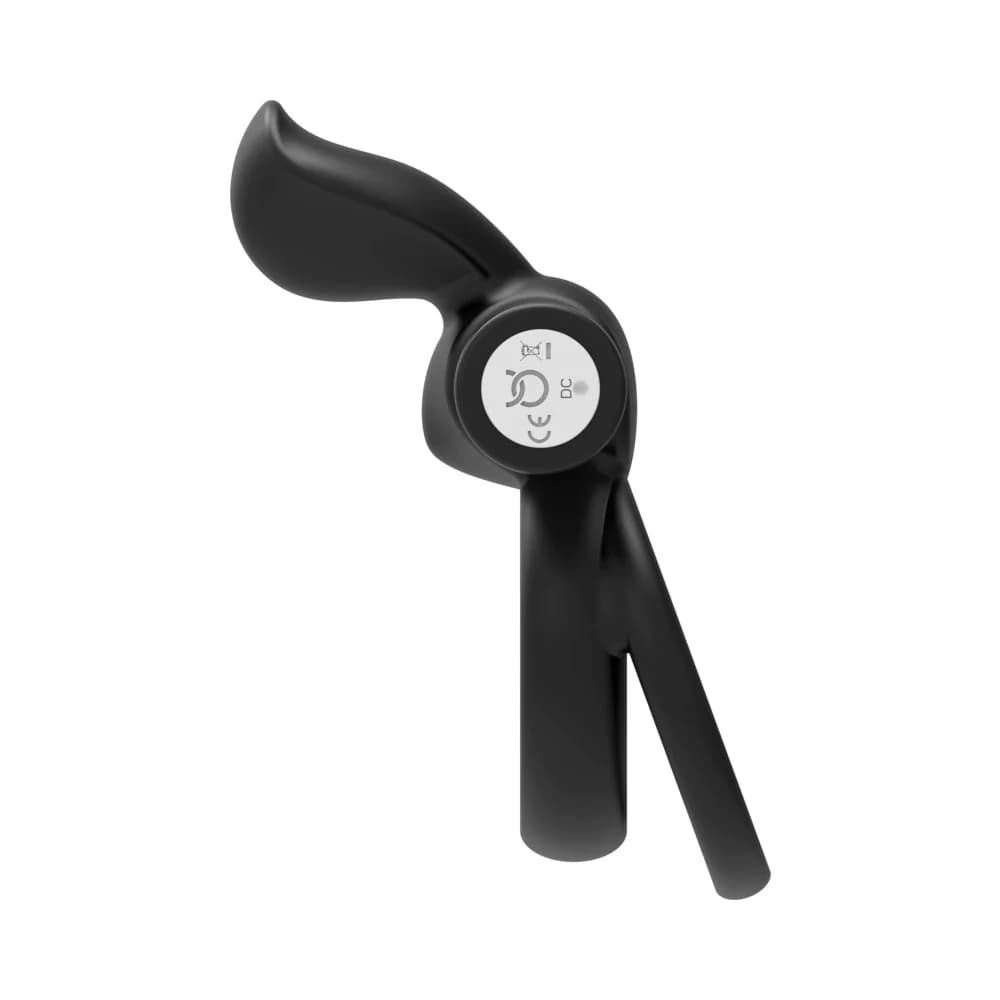 Forto Pointer Rechargeable Silicone Vibrating Dual Cockring with External Stimulator Black thumbnail 5