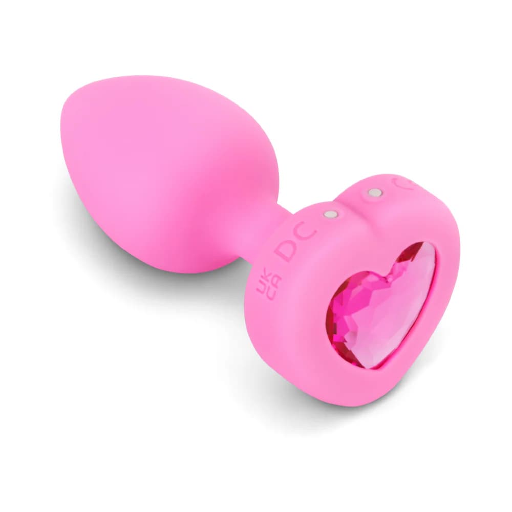 b-Vibe Vibrating Heart Anal Plug with Heart-Shaped Jewel Base Small/Medium Pink thumbnail 3