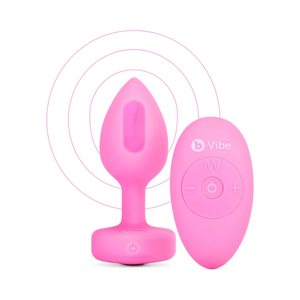 b-Vibe Vibrating Heart Anal Plug with Heart-Shaped Jewel Base Small/Medium Pink thumbnail 4