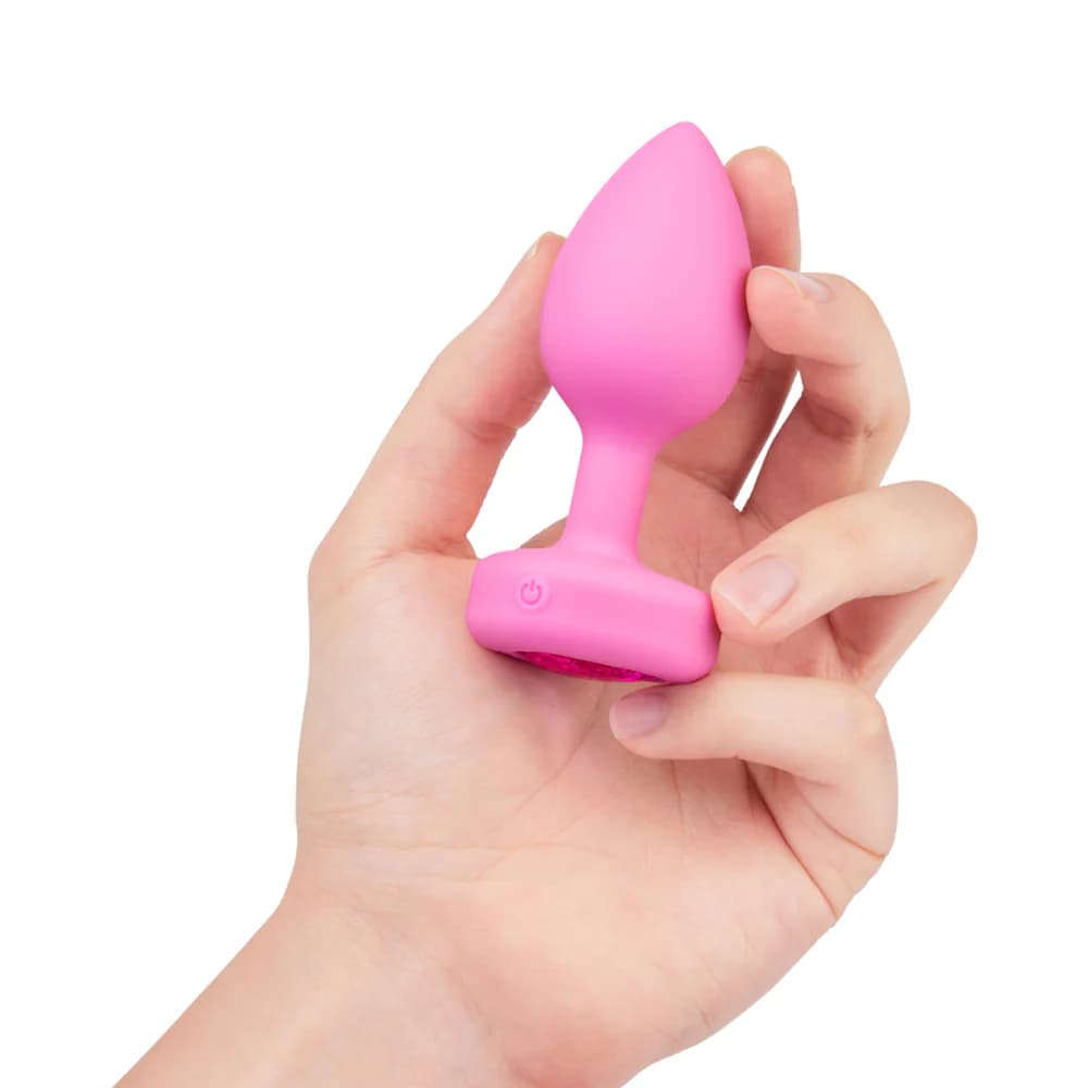 b-Vibe Vibrating Heart Anal Plug with Heart-Shaped Jewel Base Small/Medium Pink thumbnail 6