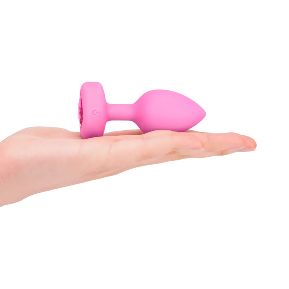 b-Vibe Vibrating Heart Anal Plug with Heart-Shaped Jewel Base Small/Medium Pink thumbnail 7