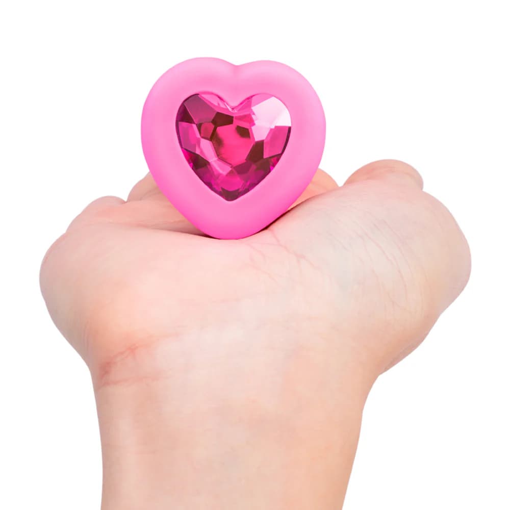 b-Vibe Vibrating Heart Anal Plug with Heart-Shaped Jewel Base Small/Medium Pink thumbnail 8