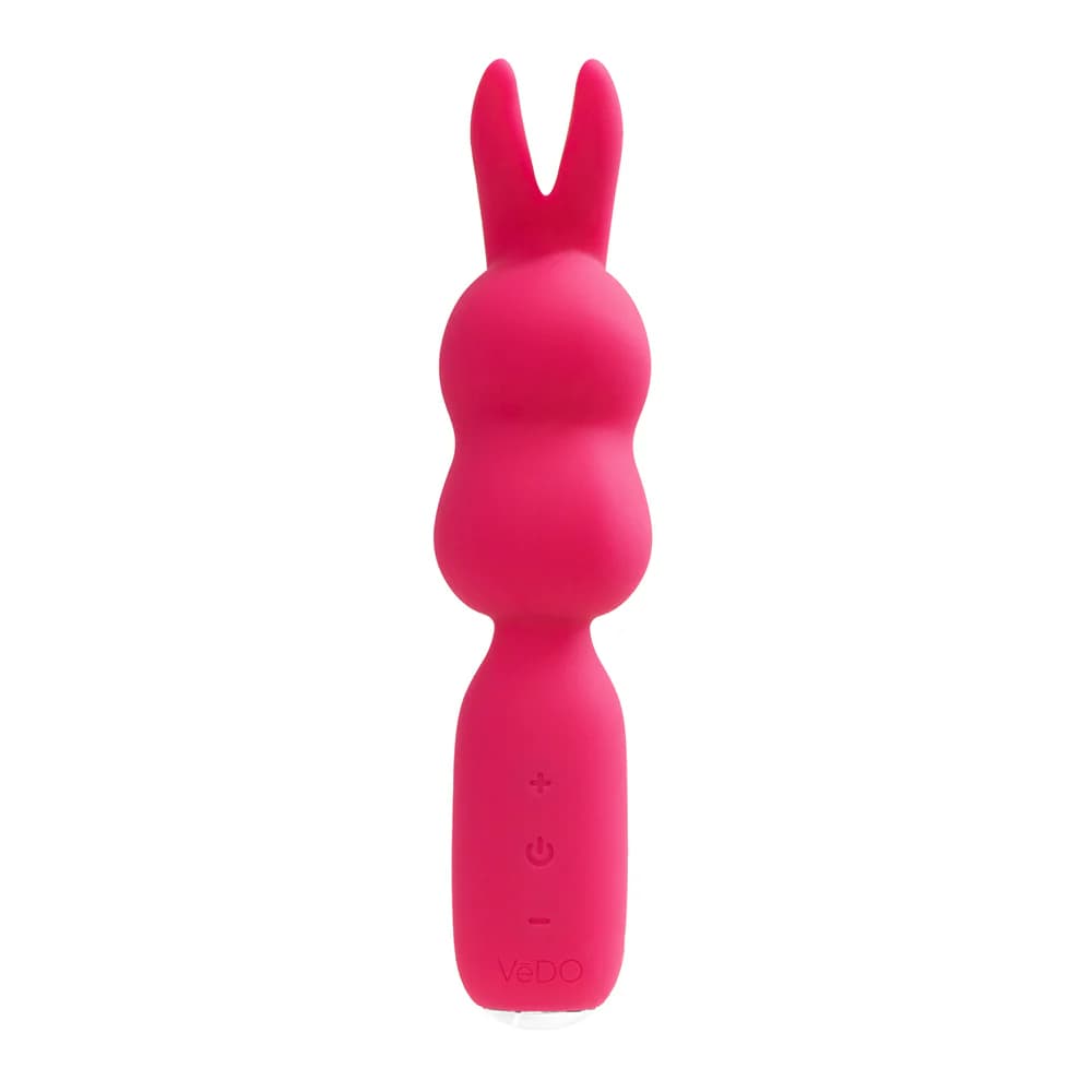VeDO Hopper Bunny Rechargeable Silicone Mini Wand Vibrator Pink thumbnail 2