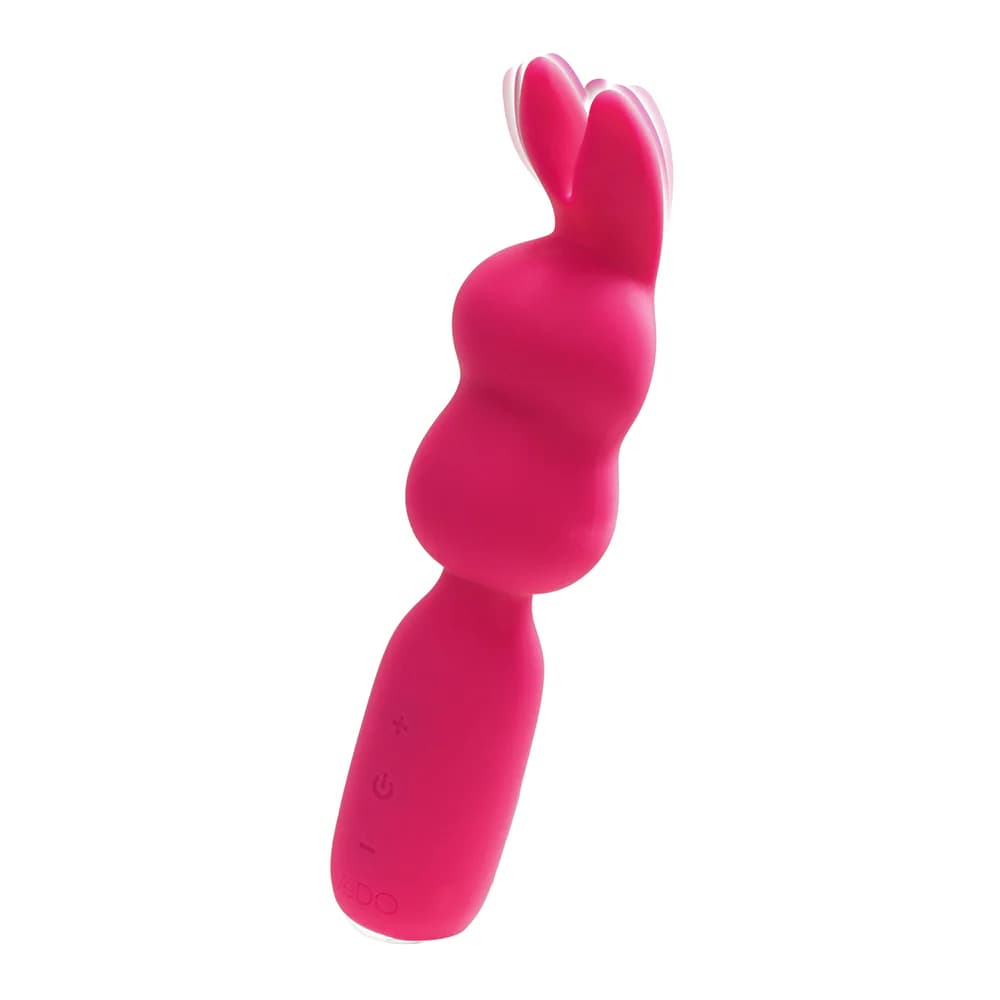 VeDO Hopper Bunny Rechargeable Silicone Mini Wand Vibrator Pink thumbnail 3