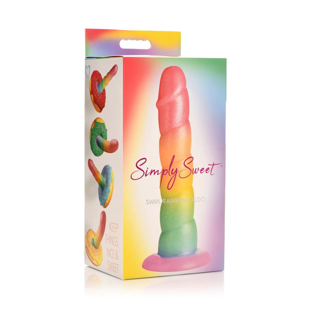 Simply Sweet Swirl 6.5 in. Silicone Dildo Rainbow thumbnail 2
