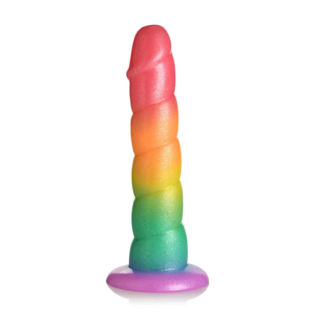 Simply Sweet Swirl 6.5 in. Silicone Dildo Rainbow thumbnail 3
