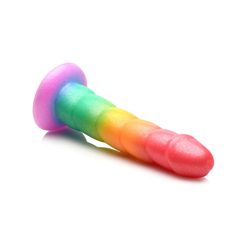 Simply Sweet Swirl 6.5 in. Silicone Dildo Rainbow thumbnail 5