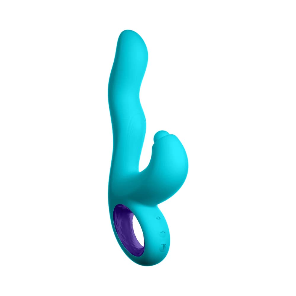 FemmeFunn Klio Rechargeable Silicone Triple Action Thumping Rabbit Vibrator Turquoise thumbnail 2