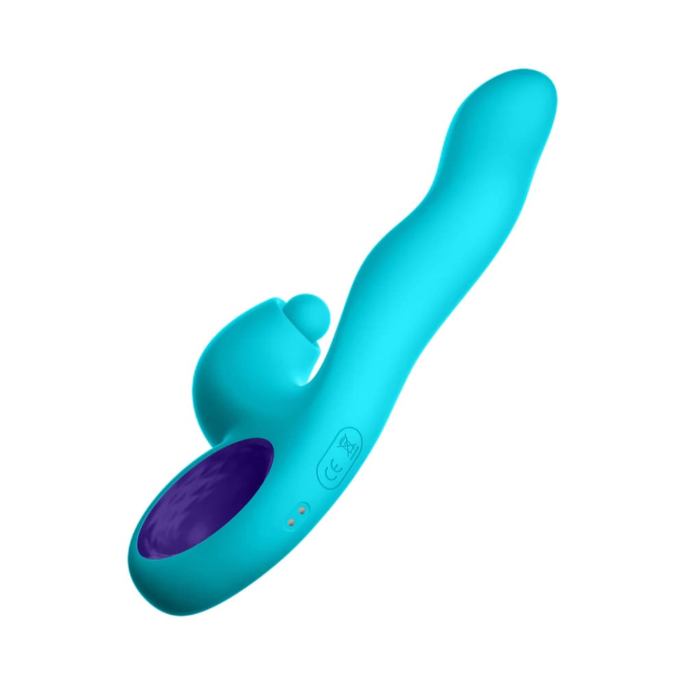 FemmeFunn Klio Rechargeable Silicone Triple Action Thumping Rabbit Vibrator Turquoise thumbnail 4