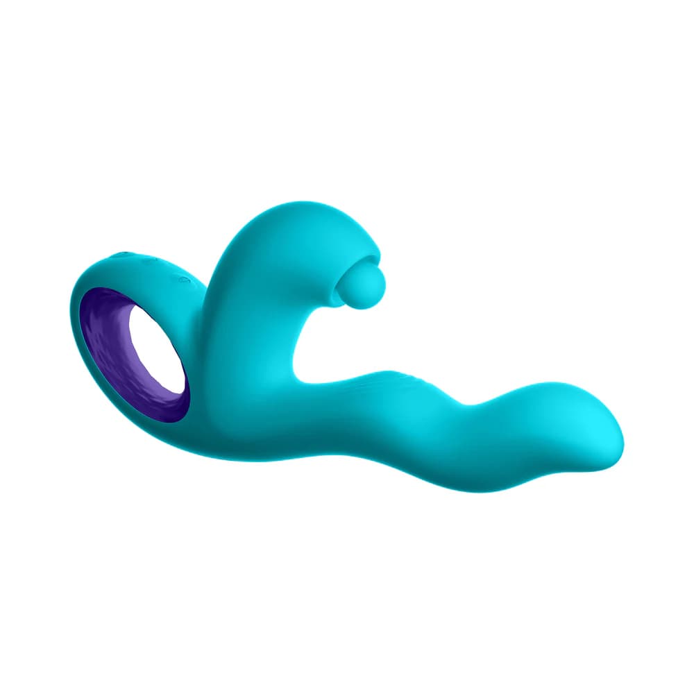FemmeFunn Klio Rechargeable Silicone Triple Action Thumping Rabbit Vibrator Turquoise thumbnail 5