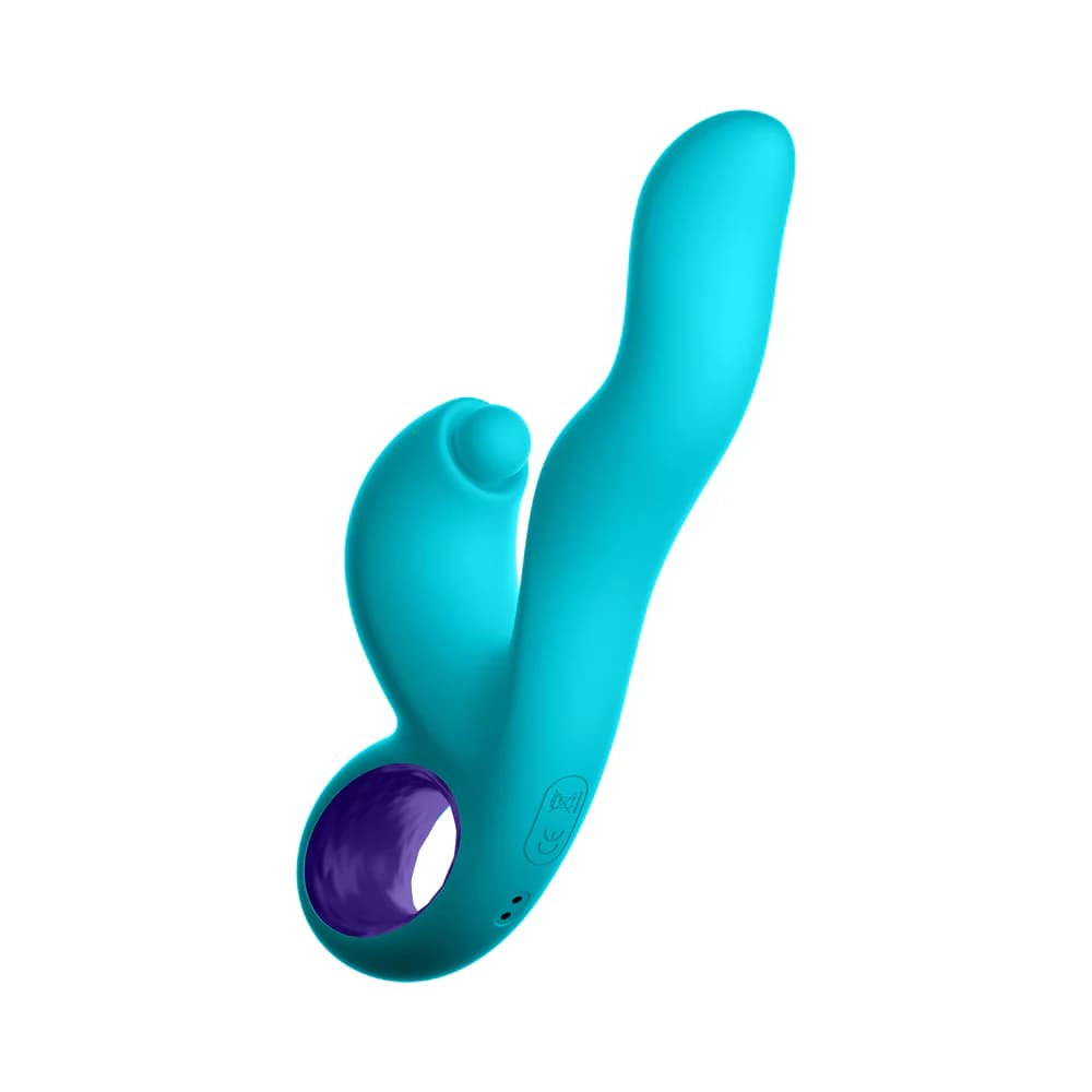 FemmeFunn Klio Rechargeable Silicone Triple Action Thumping Rabbit Vibrator Turquoise thumbnail 6