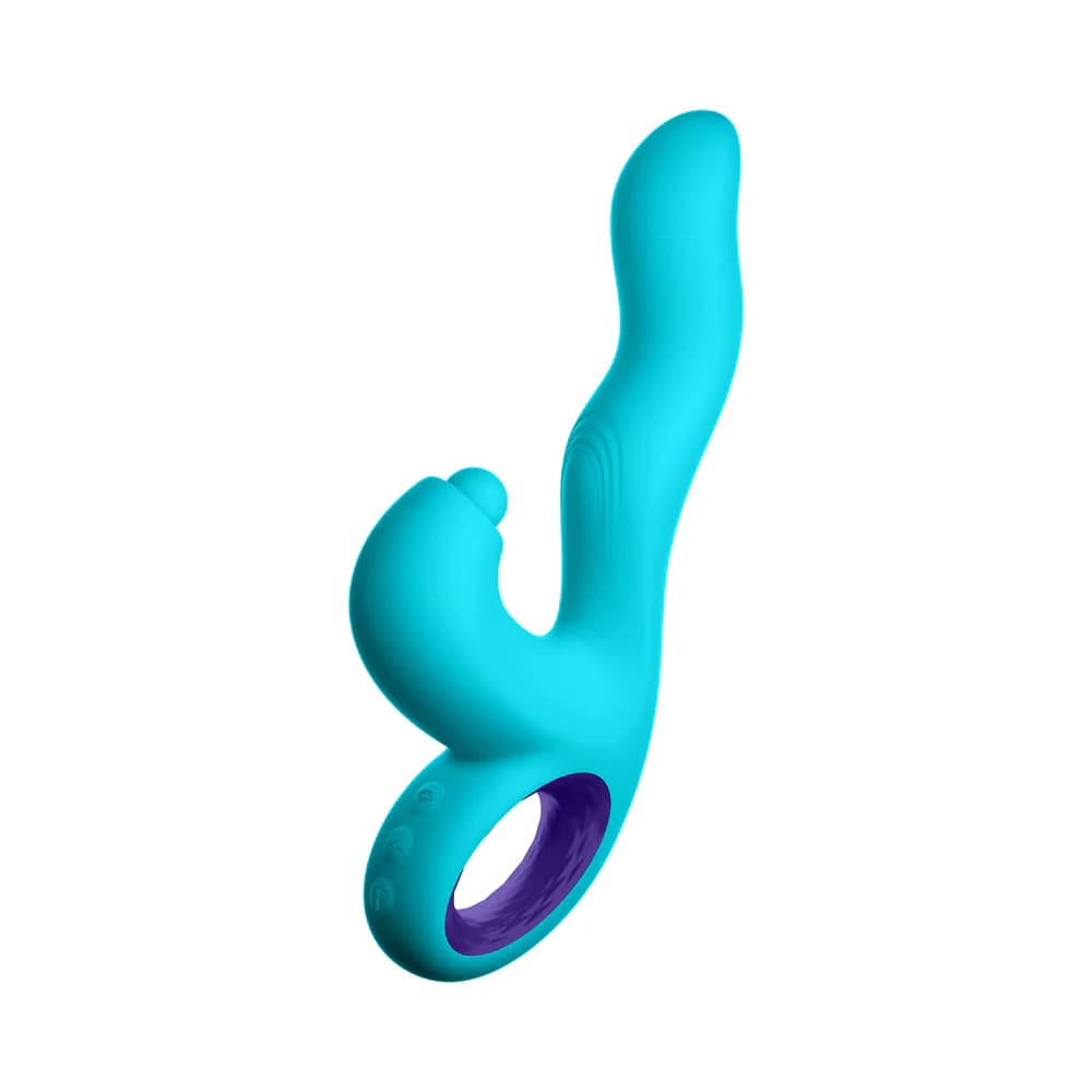 FemmeFunn Klio Rechargeable Silicone Triple Action Thumping Rabbit Vibrator Turquoise thumbnail 7