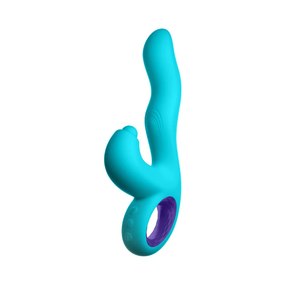 FemmeFunn Klio Rechargeable Silicone Triple Action Thumping Rabbit Vibrator Turquoise thumbnail 8