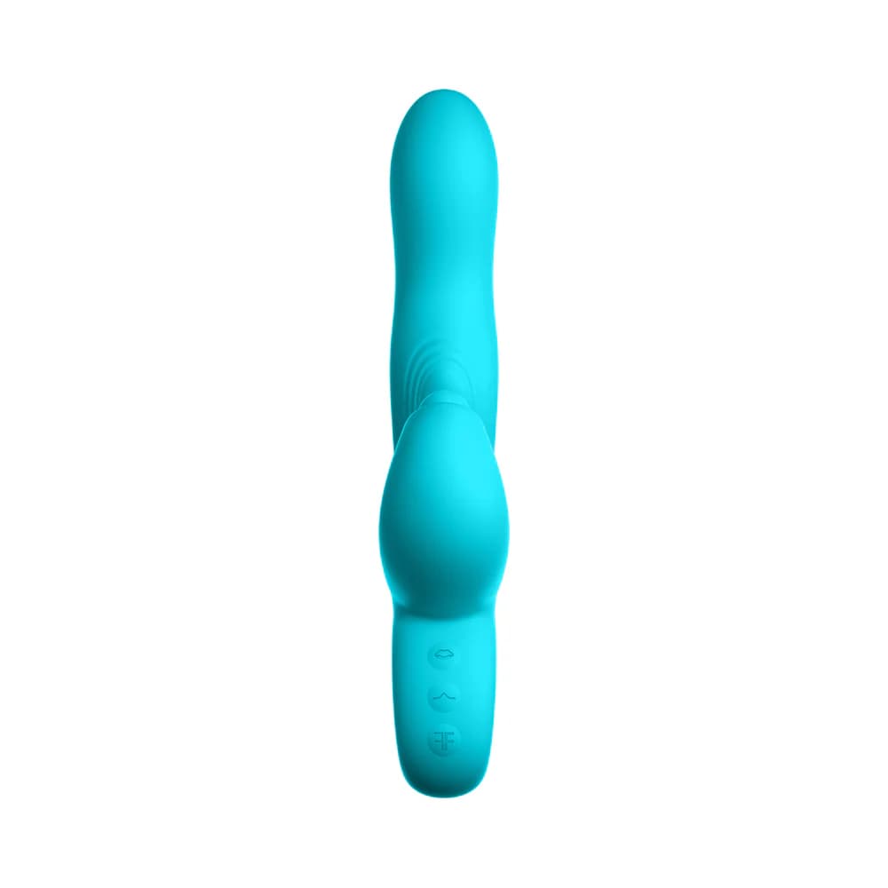 FemmeFunn Klio Rechargeable Silicone Triple Action Thumping Rabbit Vibrator Turquoise thumbnail 9