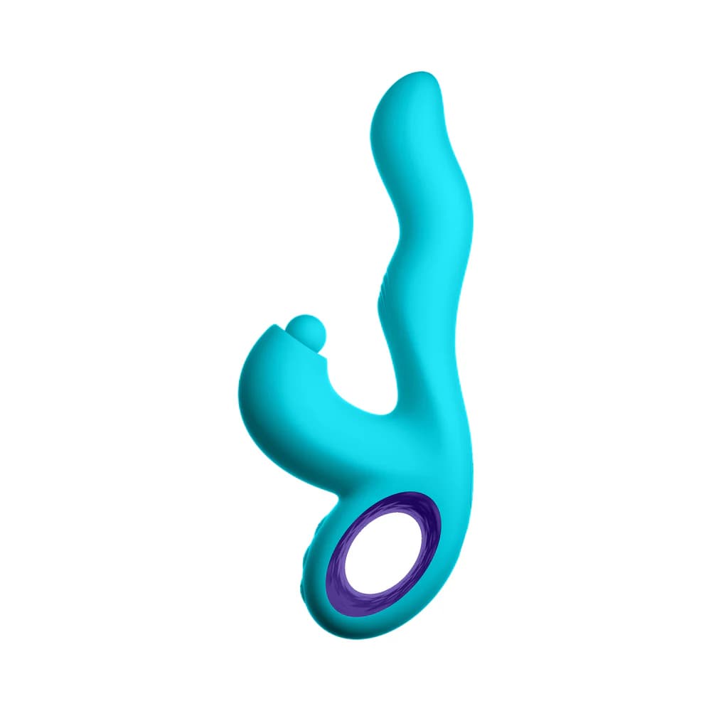 FemmeFunn Klio Rechargeable Silicone Triple Action Thumping Rabbit Vibrator Turquoise thumbnail 10
