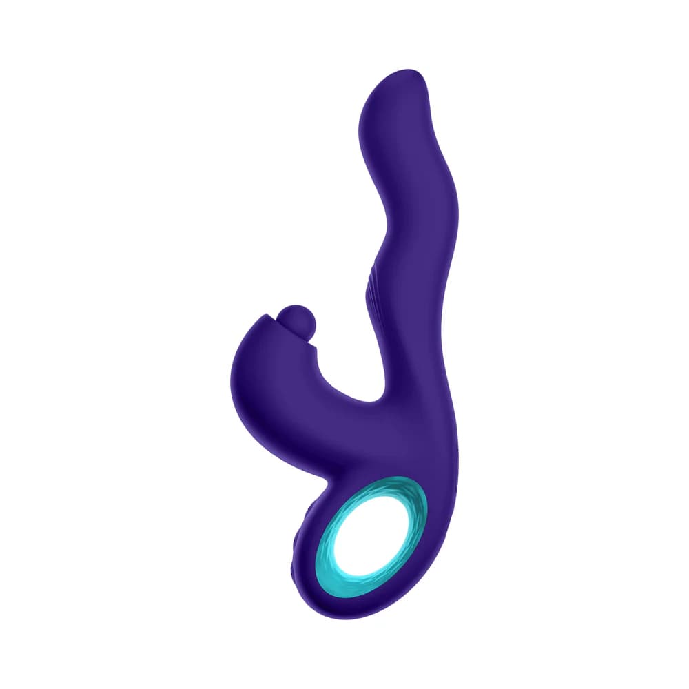 FemmeFunn Klio Rechargeable Silicone Triple Action Thumping Rabbit Vibrator Dark Purple thumbnail 2