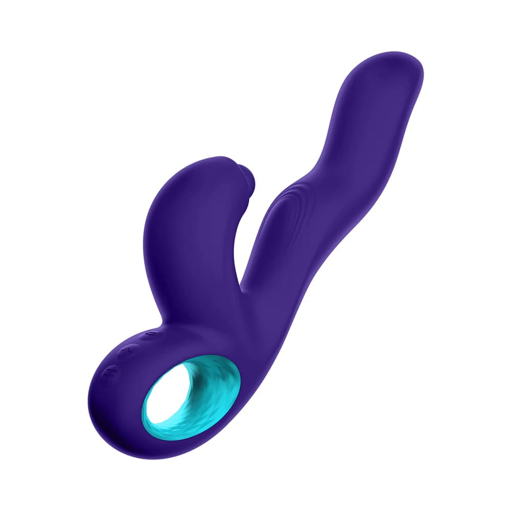 FemmeFunn Klio Rechargeable Silicone Triple Action Thumping Rabbit Vibrator Dark Purple thumbnail 5