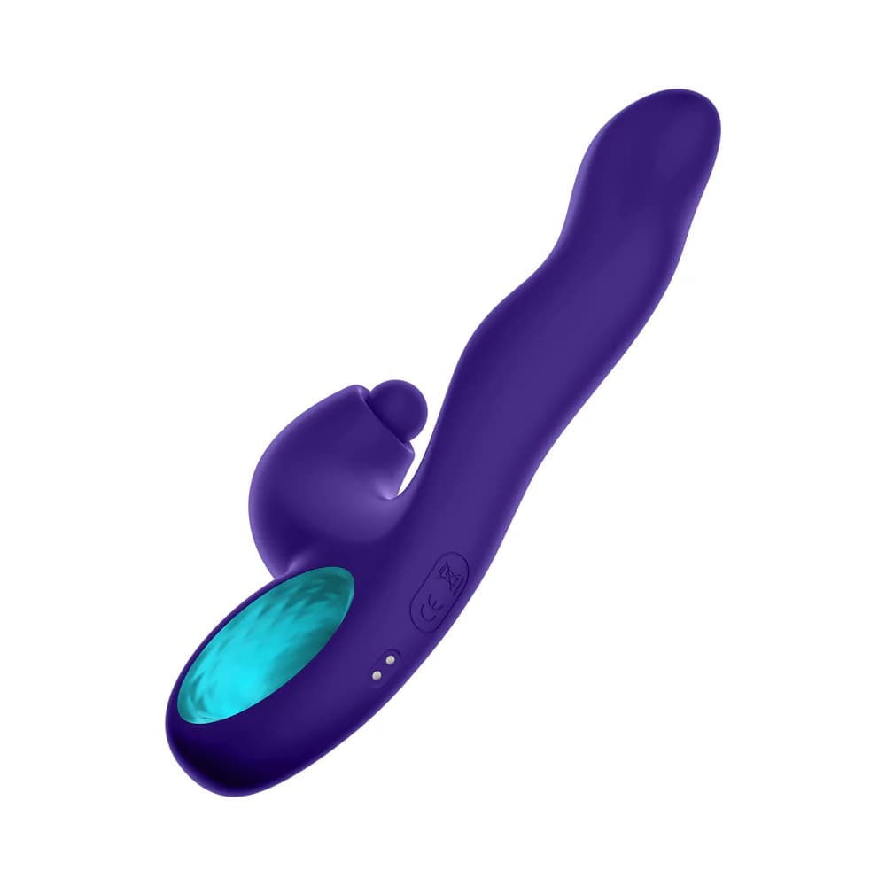FemmeFunn Klio Rechargeable Silicone Triple Action Thumping Rabbit Vibrator Dark Purple thumbnail 6