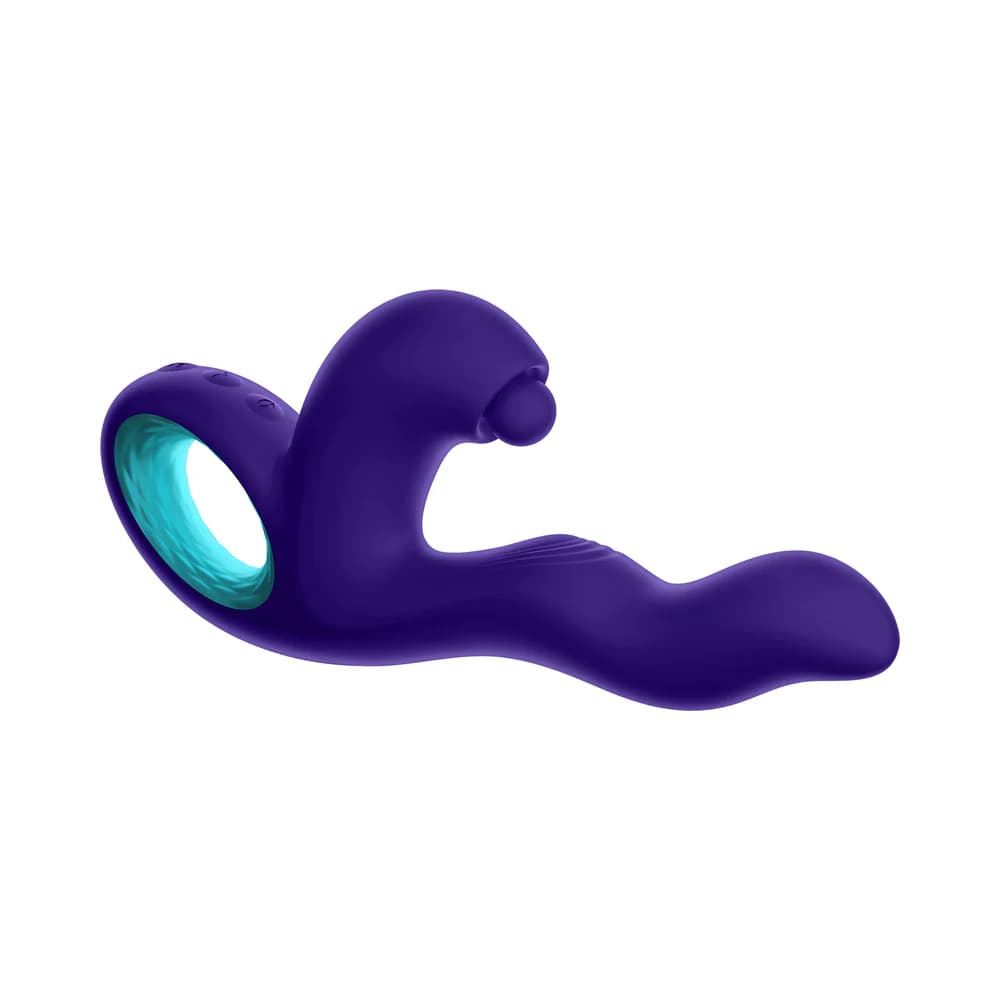 FemmeFunn Klio Rechargeable Silicone Triple Action Thumping Rabbit Vibrator Dark Purple thumbnail 7