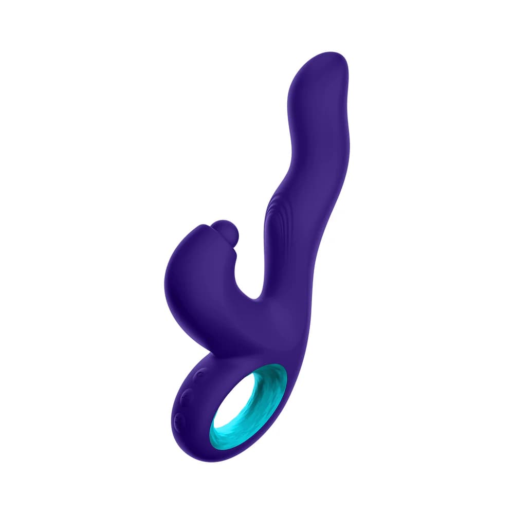 FemmeFunn Klio Rechargeable Silicone Triple Action Thumping Rabbit Vibrator Dark Purple thumbnail 9