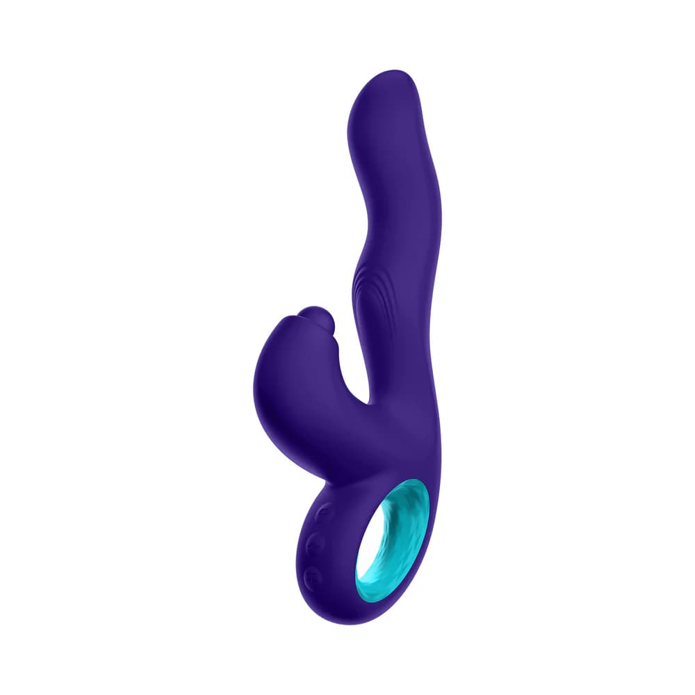 FemmeFunn Klio Rechargeable Silicone Triple Action Thumping Rabbit Vibrator Dark Purple thumbnail 10