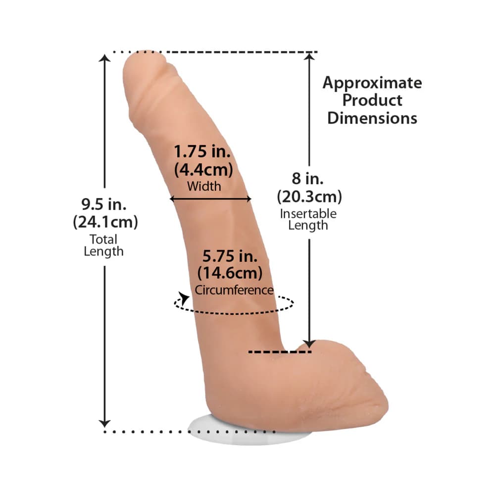 Signature Cocks Quinton James 8 in. Dual-Density Dildo with Vac-U-Lock Suction Cup Beige thumbnail 8