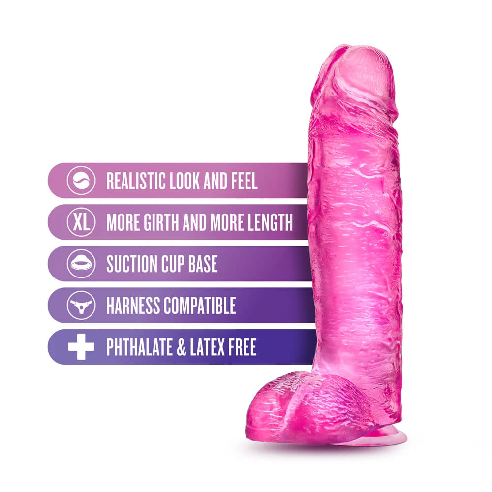 B Yours Plus Big n' Bulky 10.5 in. Dildo with Balls Pink thumbnail 5