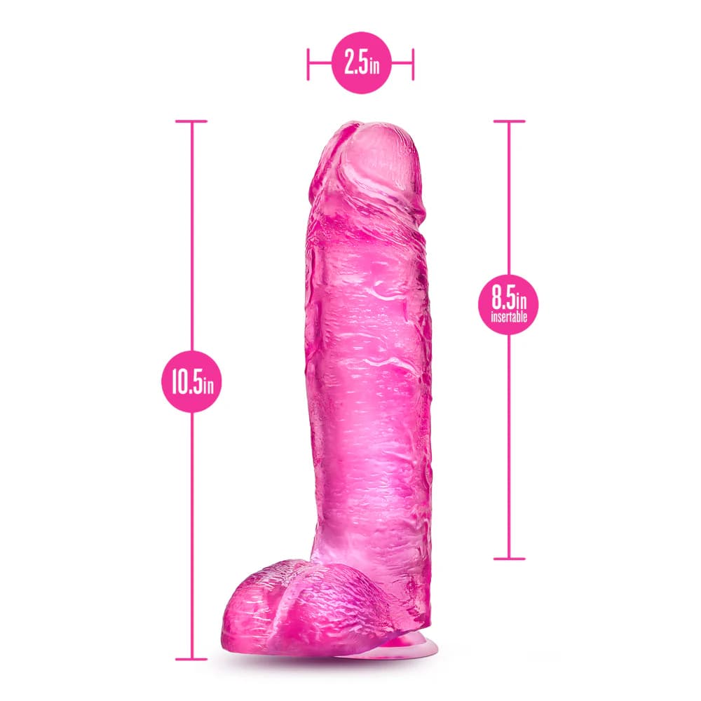 B Yours Plus Big n' Bulky 10.5 in. Dildo with Balls Pink thumbnail 6