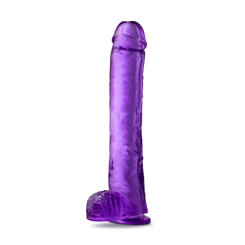 B Yours Plus Hefty n' Hung 14 in. Dildo with Balls Purple thumbnail 3