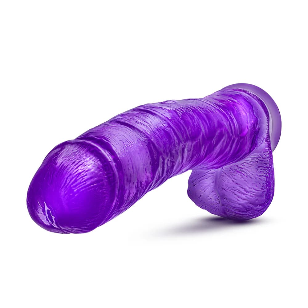 B Yours Plus Hefty n' Hung 14 in. Dildo with Balls Purple thumbnail 4