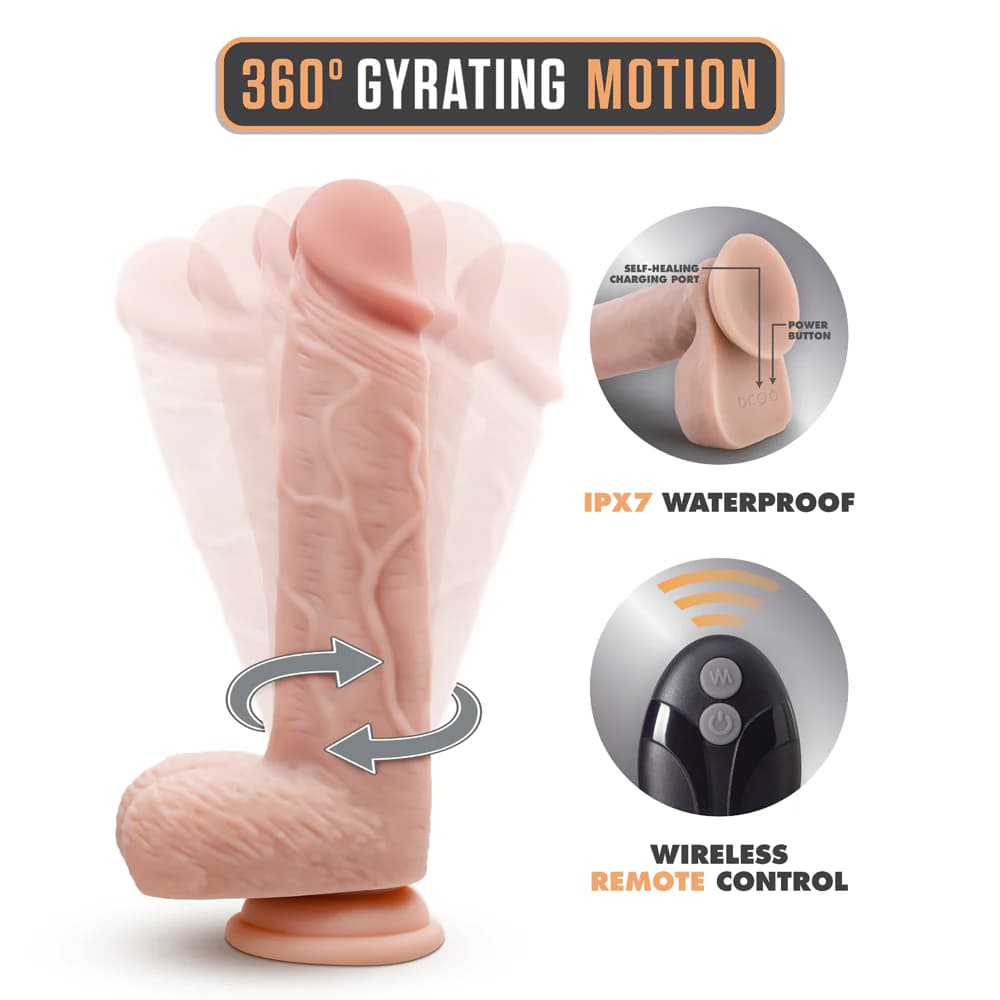 Dr. Skin Silicone Dr. Ethan 8.5 in. Gyrating Dildo with Remote Control Beige thumbnail 9