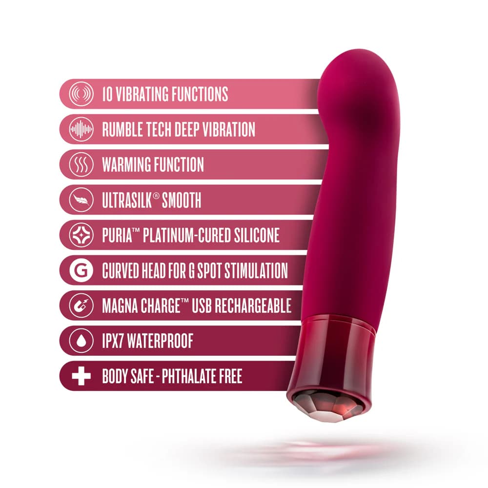 Oh My Gem Classy Rechargeable Warming Silicone G-Spot Vibrator Garnet thumbnail 10
