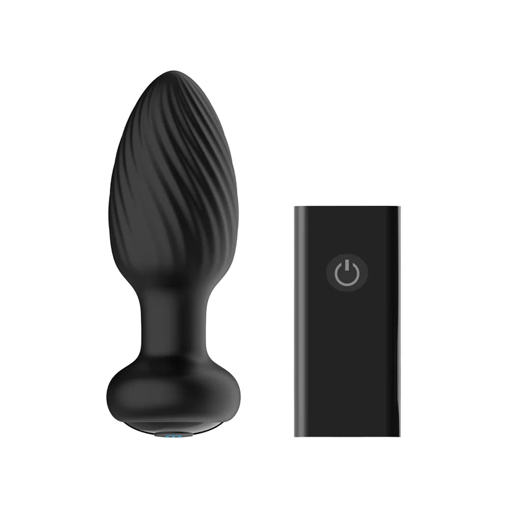Nexus Tornado Rechargeable Remote-Controlled Rotating & Vibrating Textured Silicone Anal Plug Black thumbnail 2