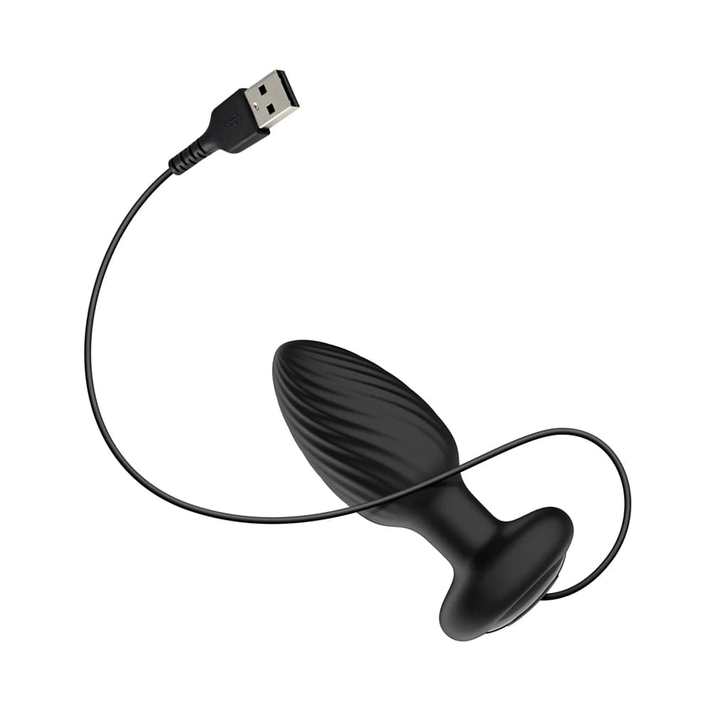 Nexus Tornado Rechargeable Remote-Controlled Rotating & Vibrating Textured Silicone Anal Plug Black thumbnail 8