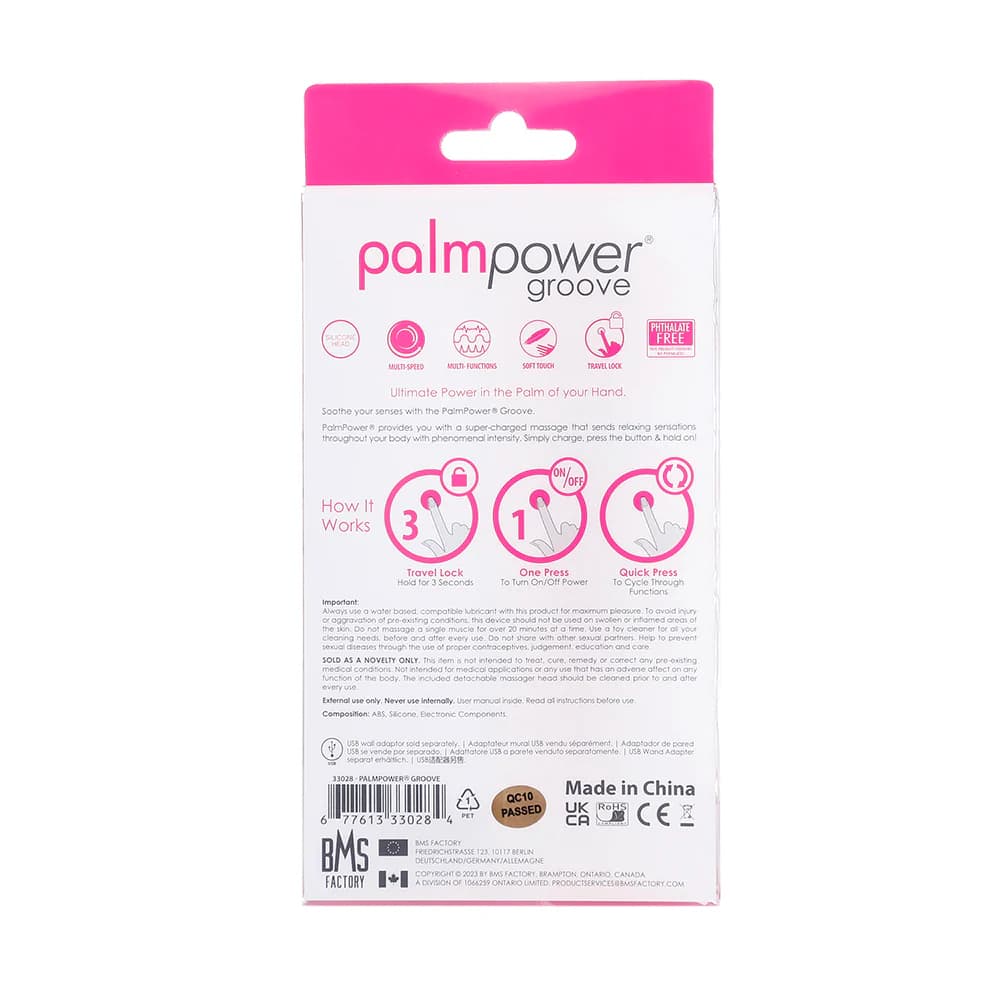 PalmPower Groove Rechargeable Silicone Mini Wand Massager Fuchsia thumbnail 4