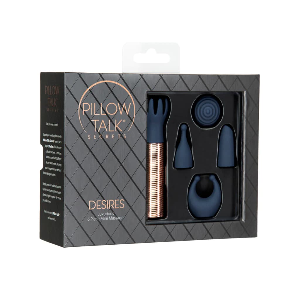 Pillow Talk Secrets Desires 6-Piece Silicone Mini Massager Set Navy thumbnail 2