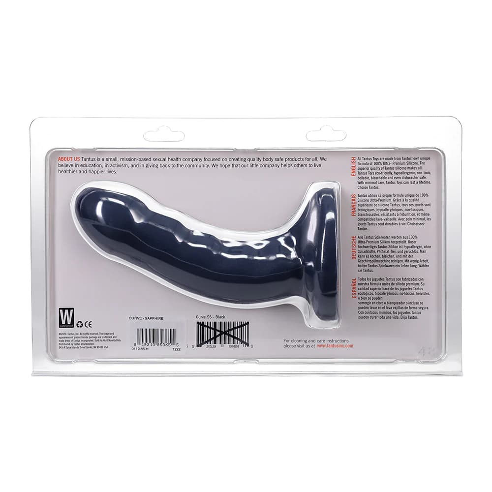 Tantus Curve 6.5 in. Dildo Medium-Firm Sapphire thumbnail 6