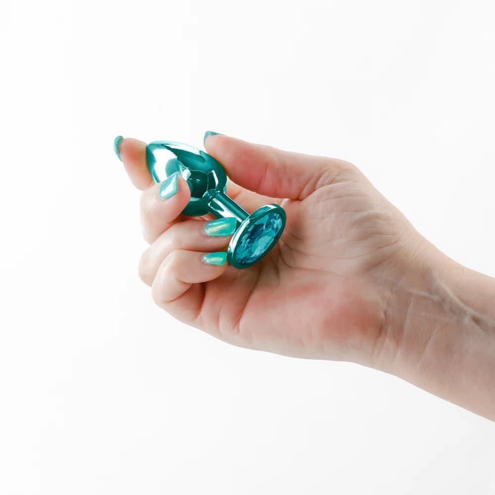 Rear Assets Metal Anal Plug Small Teal thumbnail 3