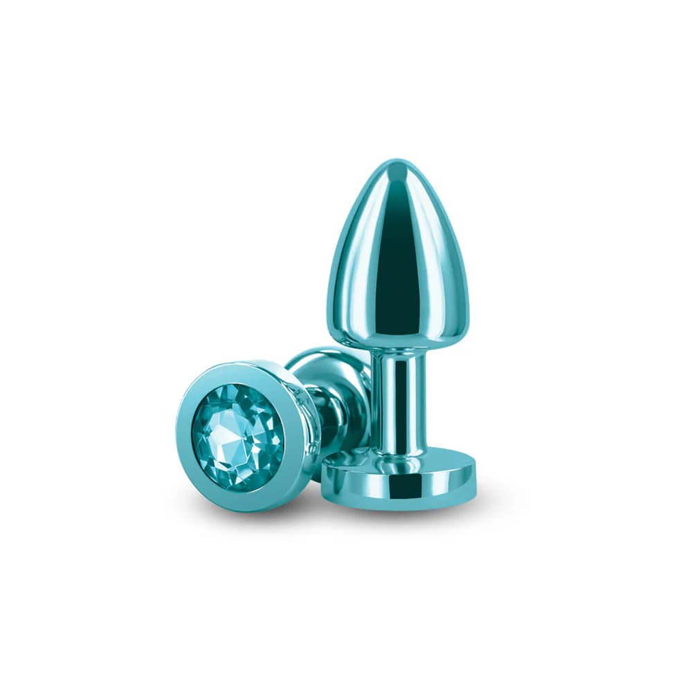 Rear Assets Petite Metal Anal Plug Teal thumbnail 2