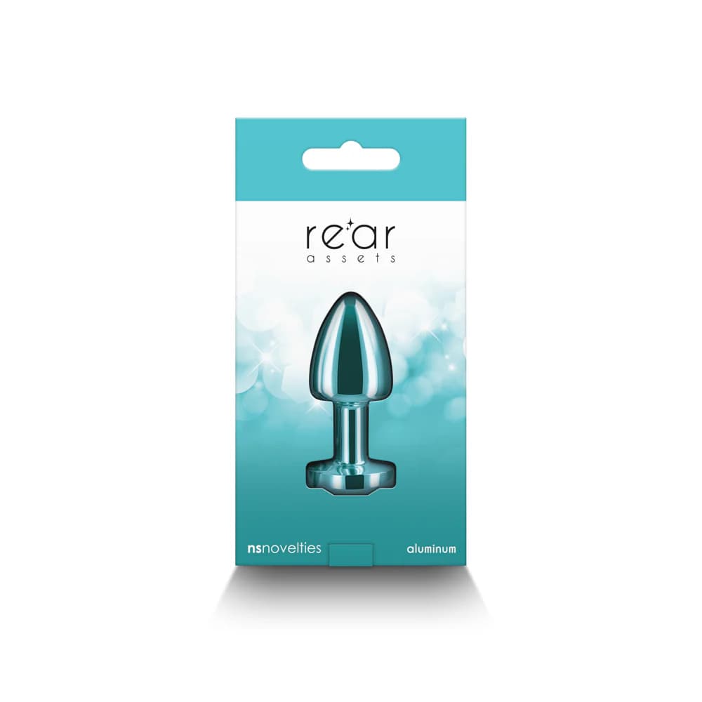 Rear Assets Petite Metal Anal Plug Teal thumbnail 4