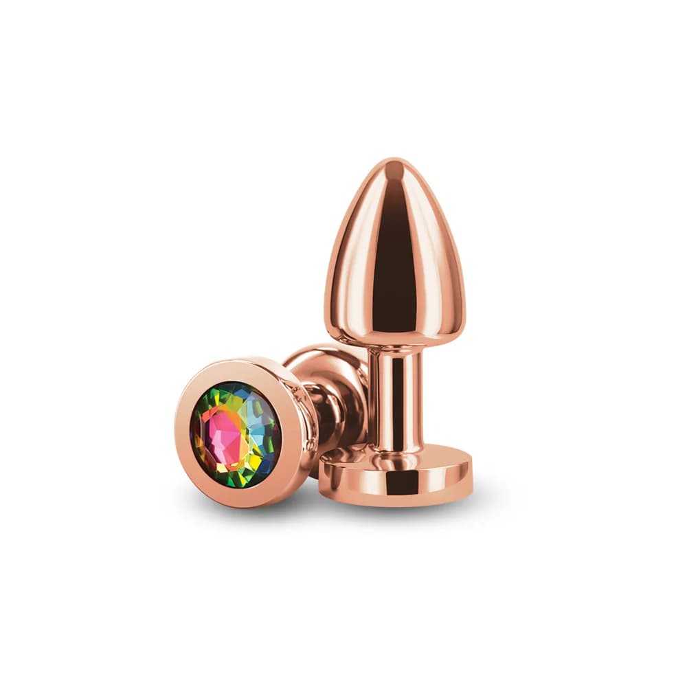 Rear Assets Petite Metal Anal Plug Rose Gold/Rainbow thumbnail 2