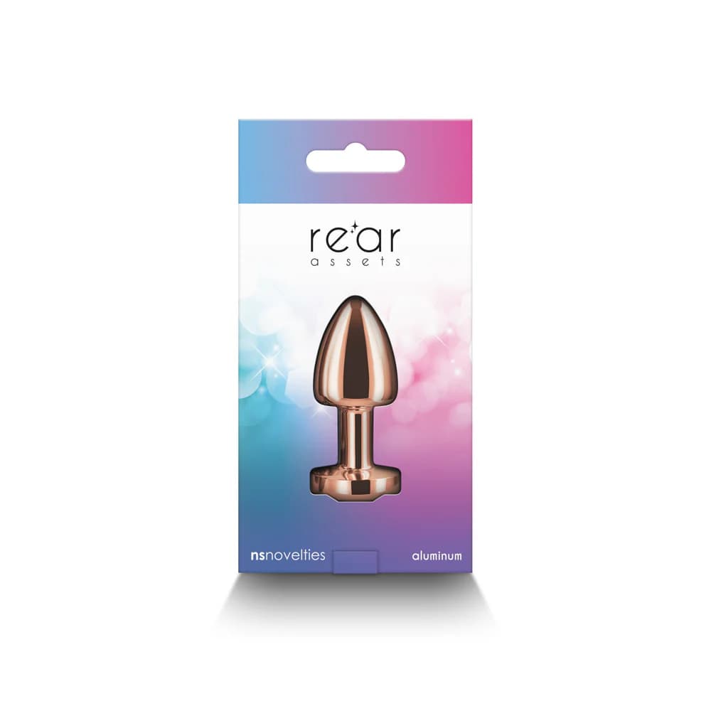 Rear Assets Petite Metal Anal Plug Rose Gold/Rainbow thumbnail 4